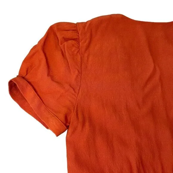 Aritzia Sunday Best Button Down Mini Dress Women Sz 4 Red Orange Short Sleeve - Picture 7 of 15